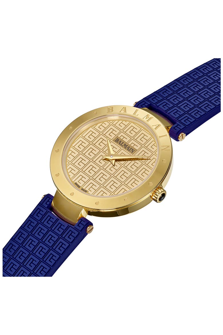 Bijou Rubber Strap Watch, 33mm, Alternate, color, YELLOW GOLD