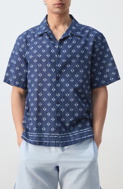 Ikat Cotton Camp Shirt