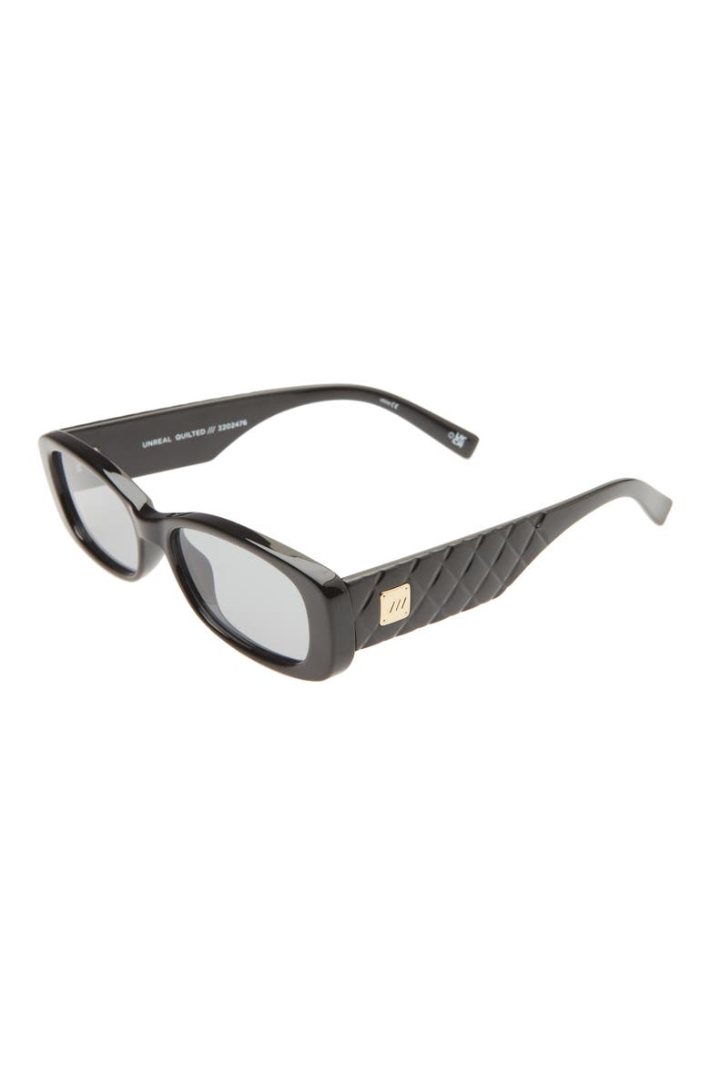 Unreal 52mm Quilted Square Sunglasses, Alternate, color, BLACK