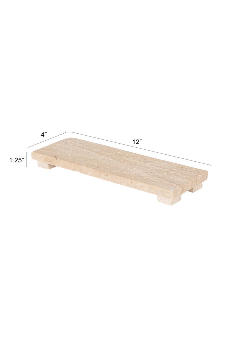 Storied Home Scandinavian Travertine Footed Charcuterie Board, Beige, Alternate, color, Natural