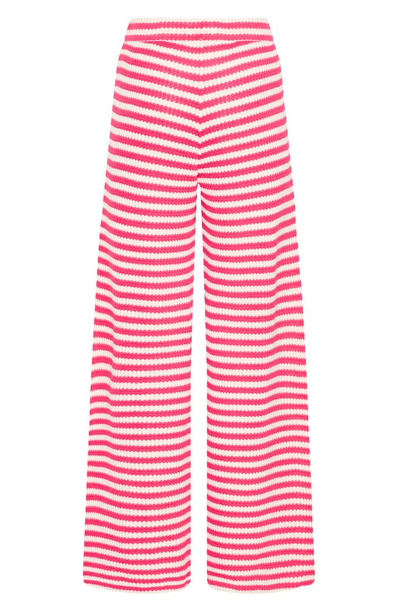 ICHI Wide Leg Knit Pants, Alternate, color, Azalea Birch Stripe
