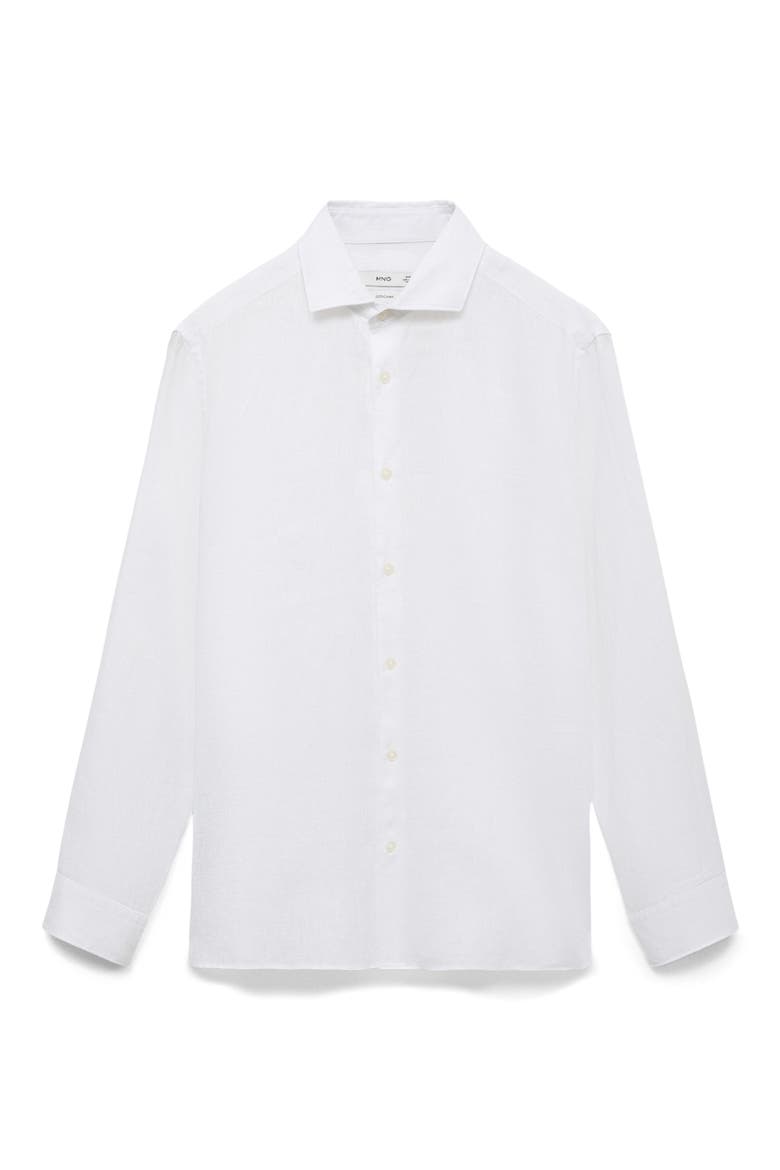 Slim Fit Linen Button-Up Shirt, Alternate, color, WHITE