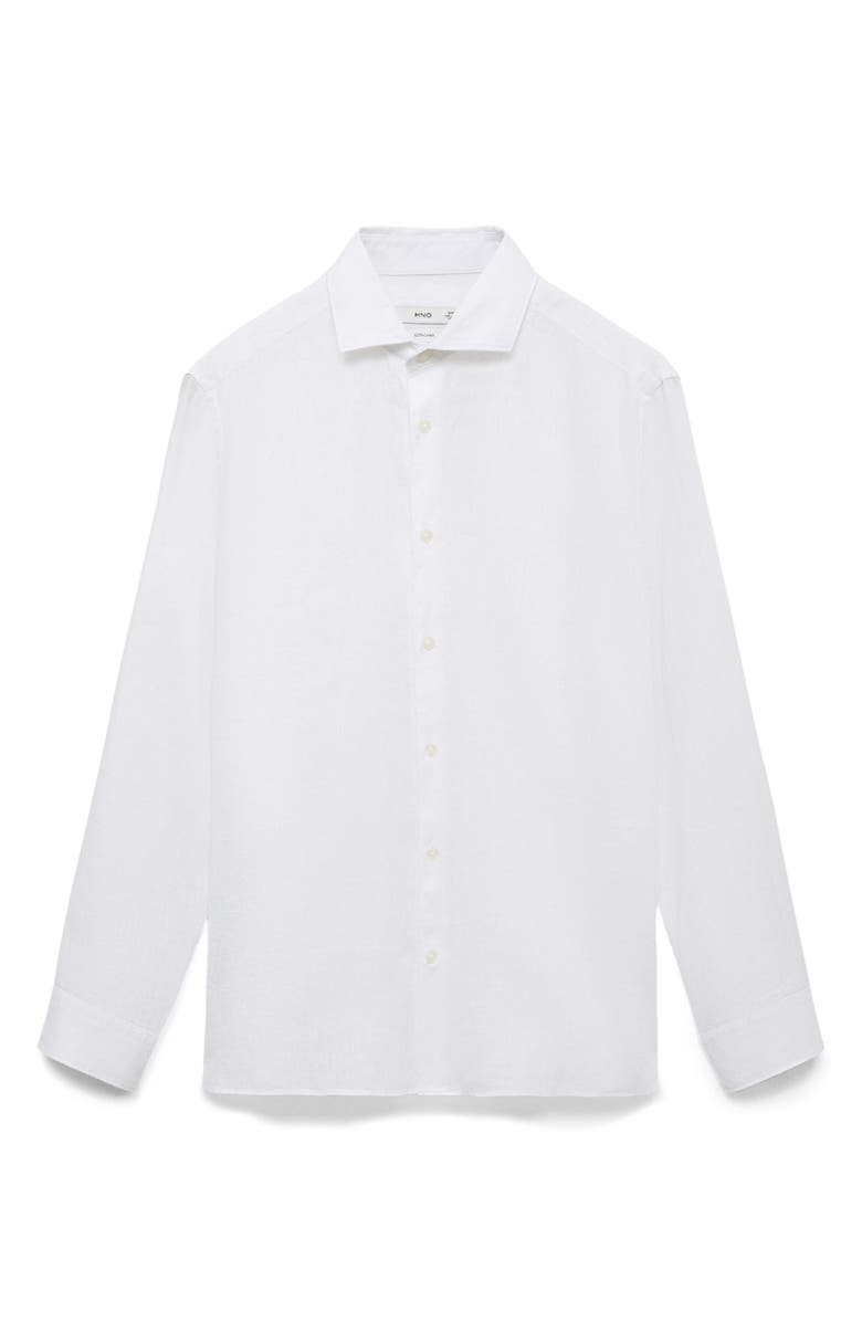 MANGO Slim Fit Linen Button-Up Shirt, Alternate, color, White