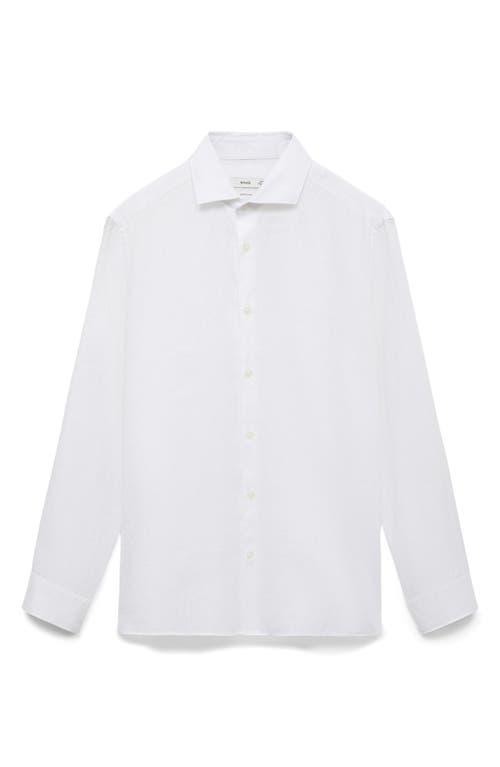 Mango Slim Fit Linen Button-up Shirt In White
