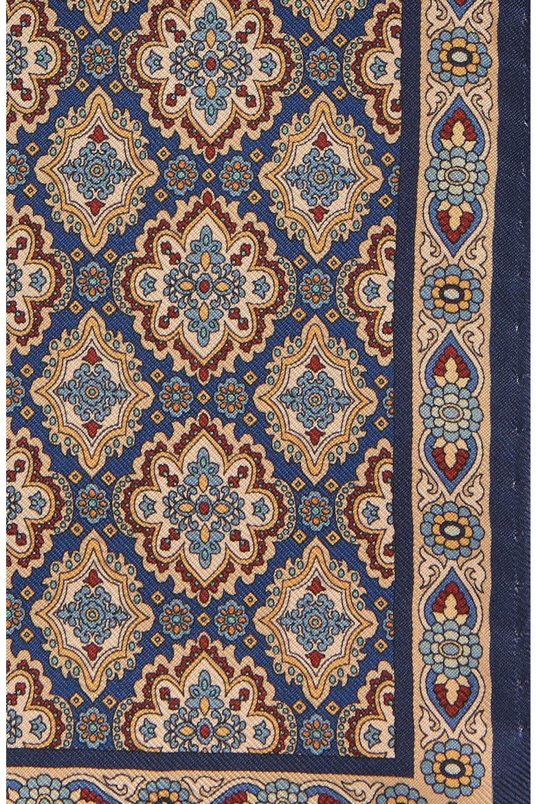 Medallion Silk Twill Pocket Square, Alternate, color, NAVY