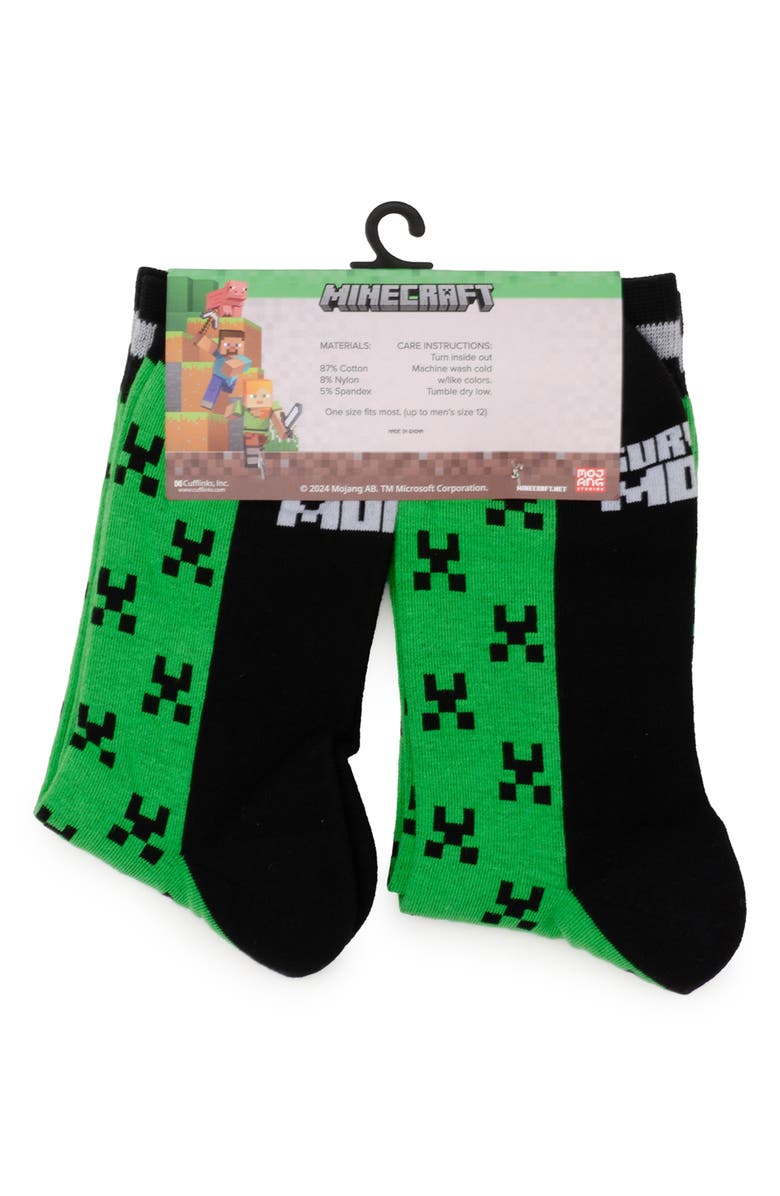 Cufflinks, Inc. Minecraft Creeper Adult & Kids' Crew Socks Set, Alternate, color, Green