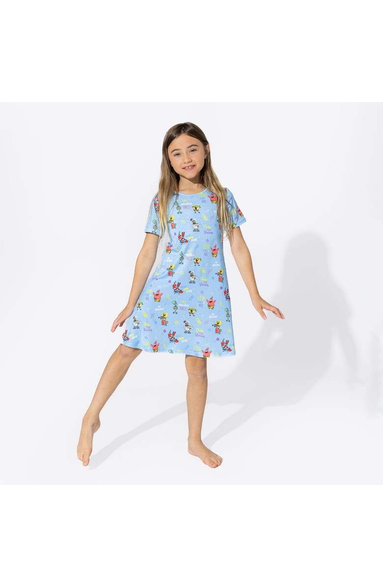Bellabu Bear Kids' SpongeBob SquarePants Good Vibes Short Sleeve Dress, Alternate, color, Spongebob Good Vibes