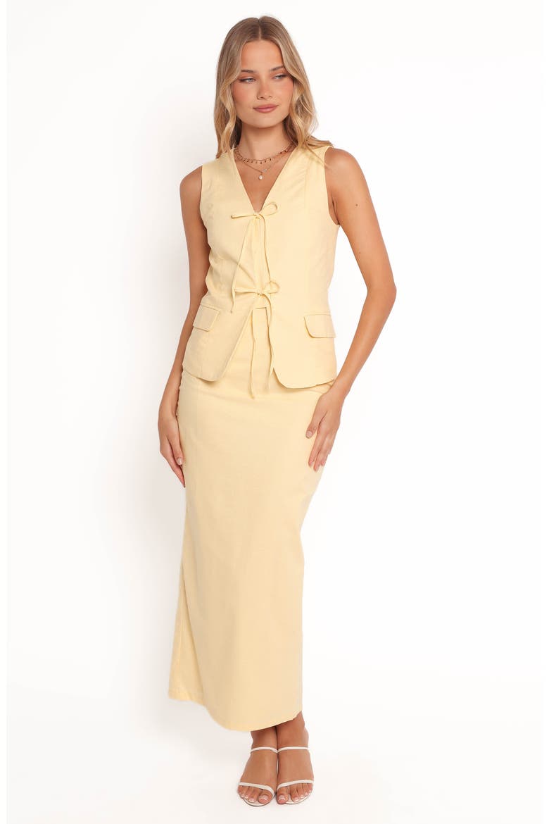 Meara Tie-Front Cotton & Linen Vest, Alternate, color, BUTTER YELLOW
