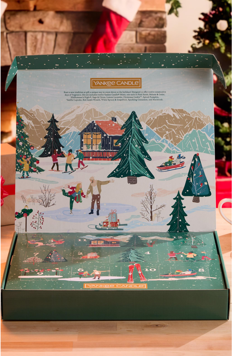 YANKEE CANDLE Signature Votive Mini Candle Jars, 12 Days of Christmas Candle Advent Calendar Variety Pack, Alternate, color, Multicolored