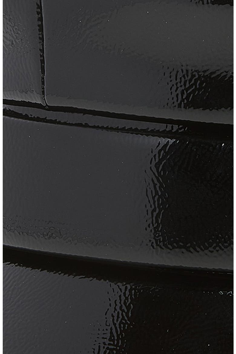 Belted Patent Baker Boy Cap, Alternate, color, BLACK