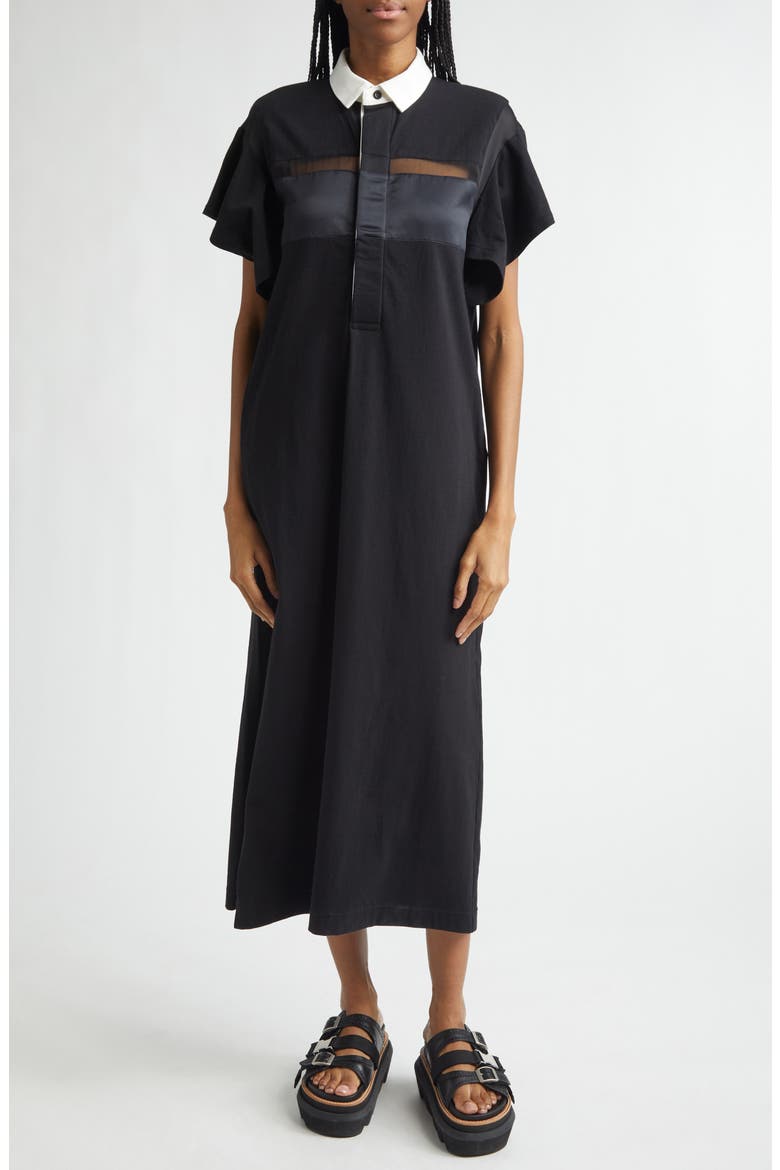 Cotton Jersey Dress, Main, color, BLACK