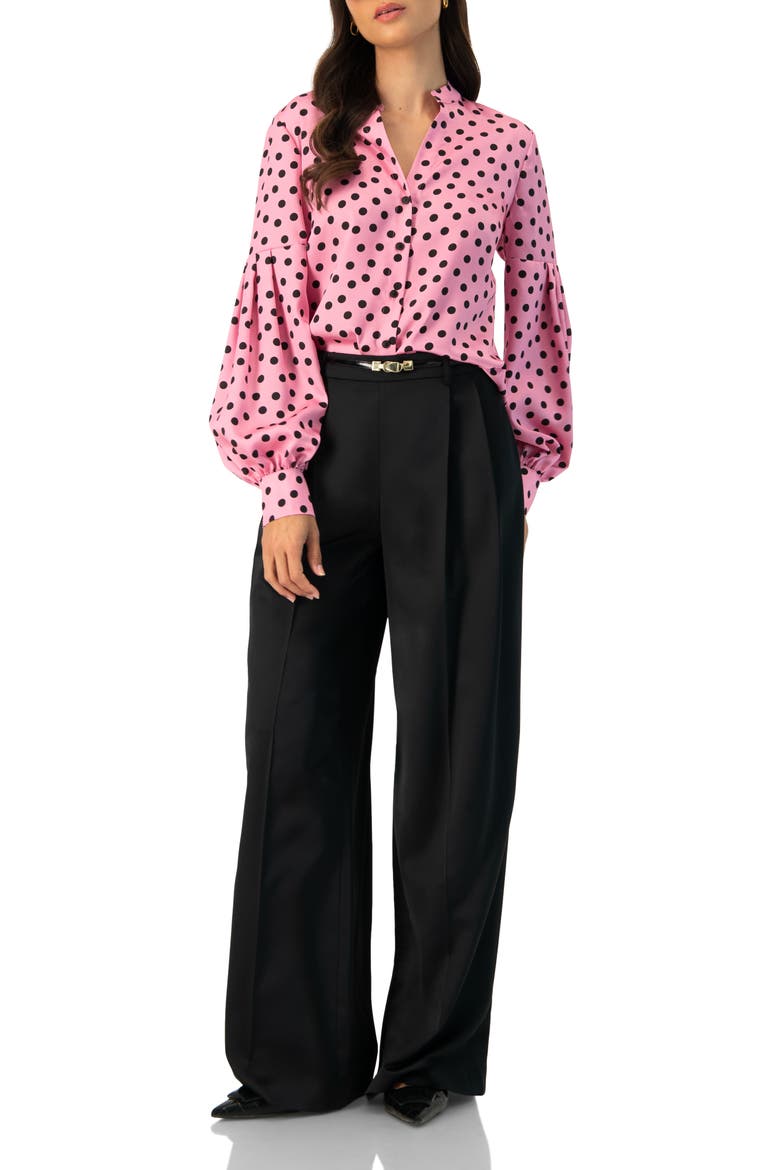 Long Sleeve Polka Dot Blouse, Alternate, color, Pink