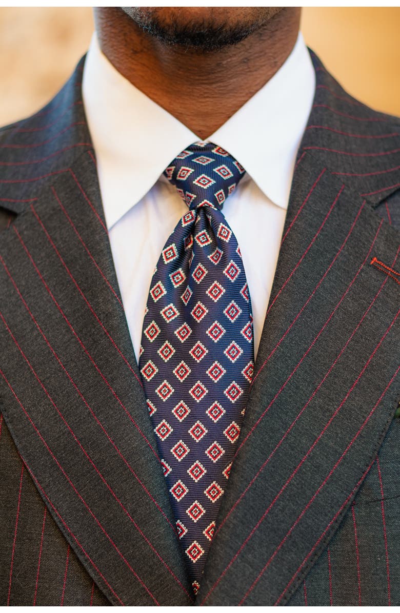 Elizabetta Lambrusco - Silk Jacquard Tie for Men, Alternate, color, Navy