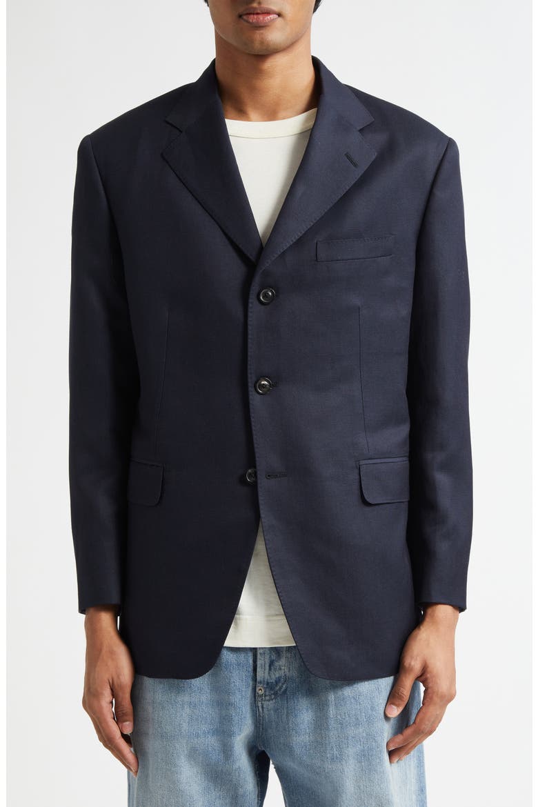 Work in Progress Virgin Wool & Linen Blazer, Alternate, color, BLUE