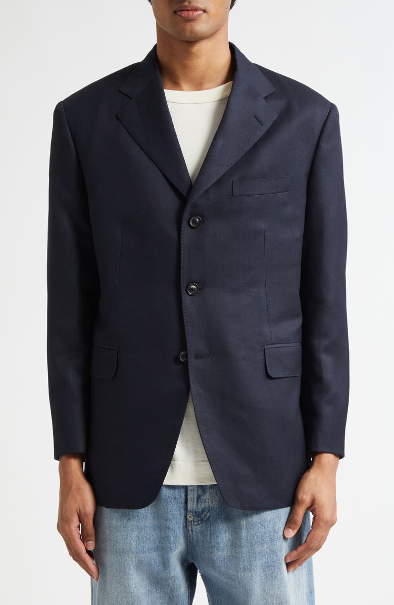 Maison Margiela Work in Progress Virgin Wool & Linen Blazer, Alternate, color, Blue
