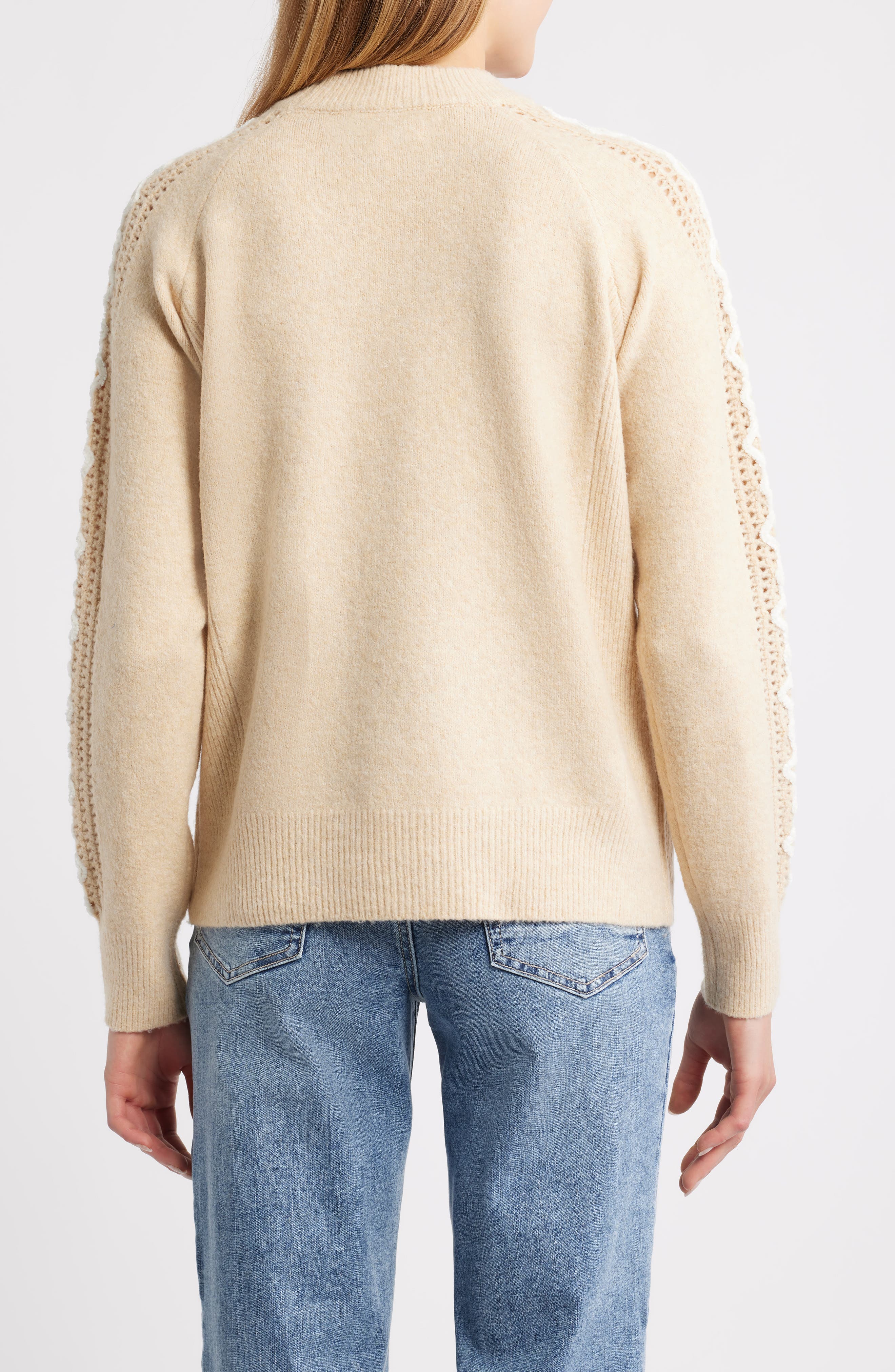Embroidered Sleeve Mock Neck Sweater - image 4