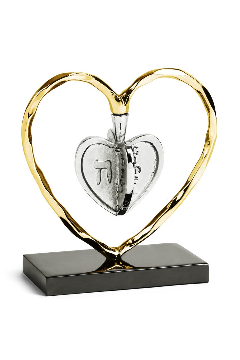 Heart Dreidel, Alternate, color, GOLD/ SILVER