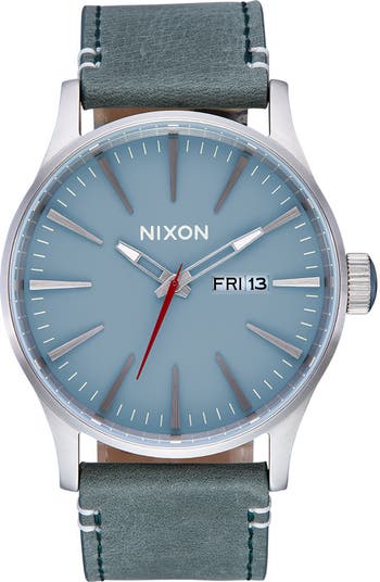 Nixon The Sentry Leather Strap Watch, 42mm | Nordstrom