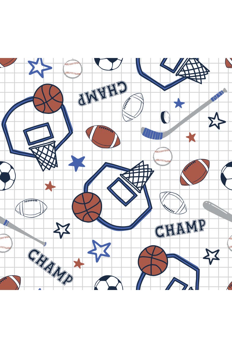 Baby Sports 100% Cotton Fitted Crib Sheet - Football/Basketball, Alternate, color, White