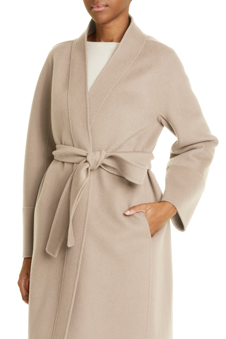 Calla Virgin Wool Wrap Coat, Alternate, color, ECRU