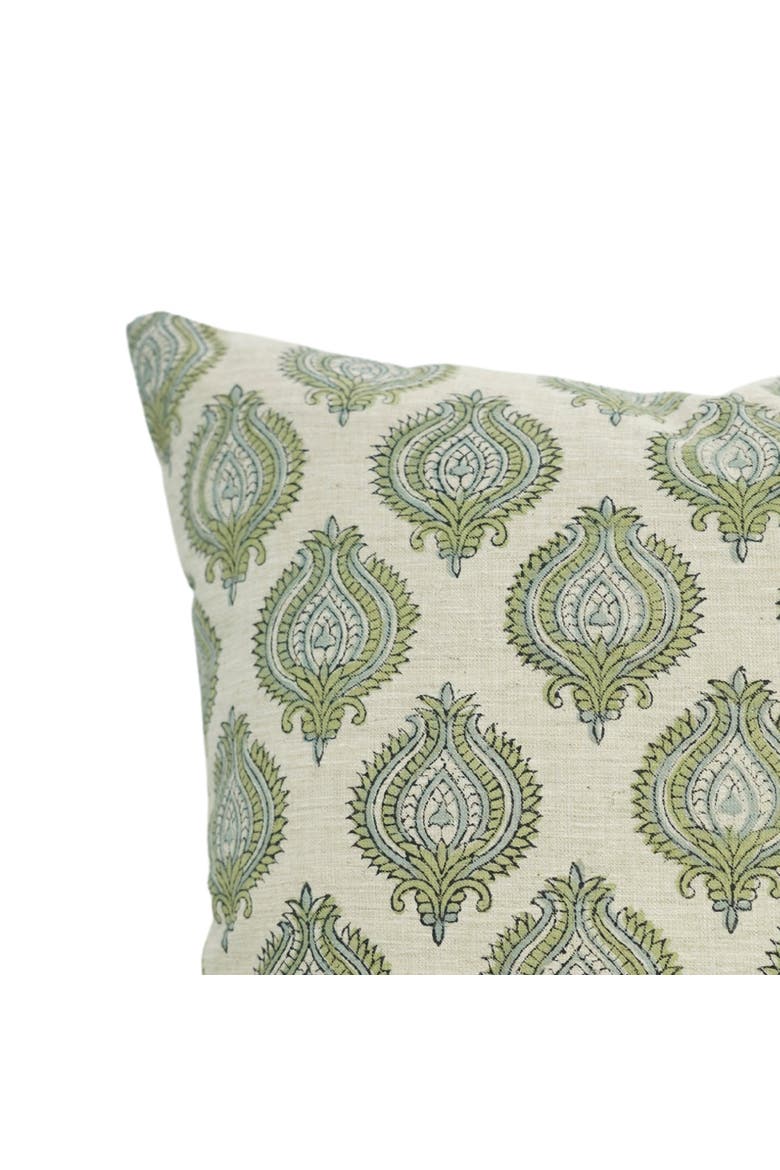 Uday Hand Block Printed Linen Blend Pillow Cover, Alternate, color, Green