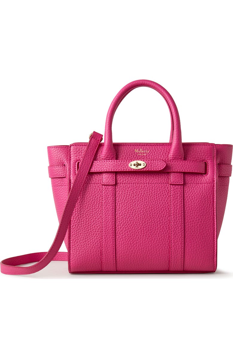 Mulberry Mini Zipped Bayswater Leather Tote, Main, color, Mulberry Pink