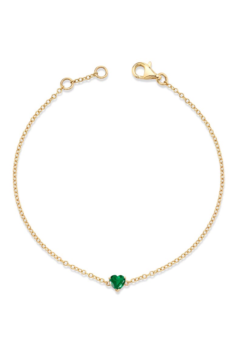 Baby Emerald Heart Bracelet, Main, color, GOLD