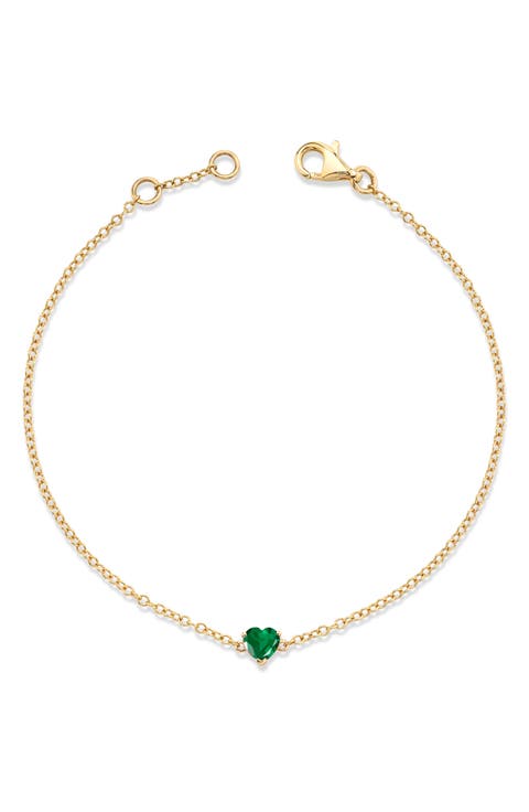 Baby Emerald Heart Bracelet
