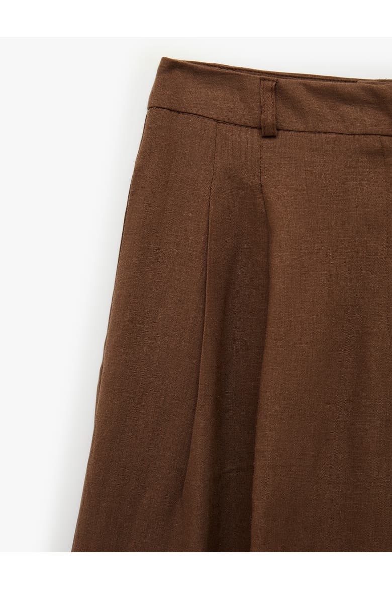 Linen Blend Wide Leg Pants with Pleat, Alternate, color, BROWN
