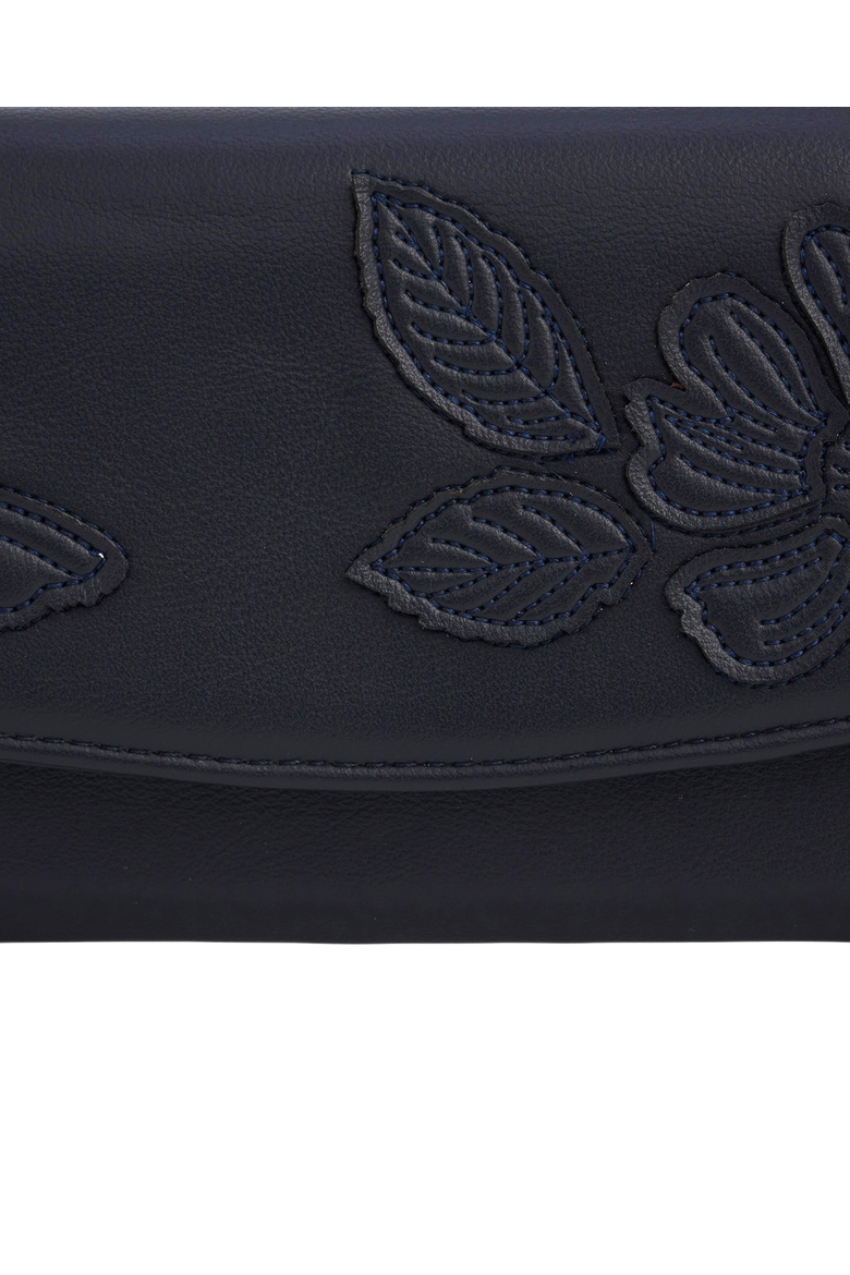 Floral Applique Long Wallet, Alternate, color, Navy