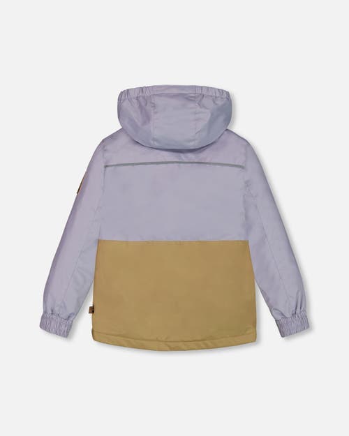 Deux Par Deux Girl's Colorblock Mid-season Jacket Lilac And Taupe In Lilac And Taupe