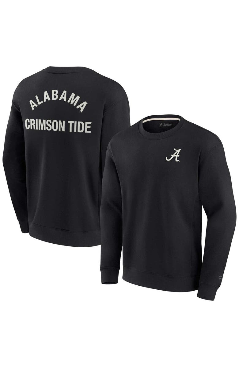 Fanatics Signature Unisex Fanatics Signature Black Alabama Crimson Tide Super Soft Pullover Crew Sweatshirt, Main, color,