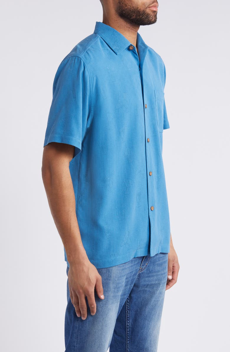 Tommy Bahama Whiskey Business Short Sleeve Silk Jacquard Button-Up Shirt, Alternate, color, 