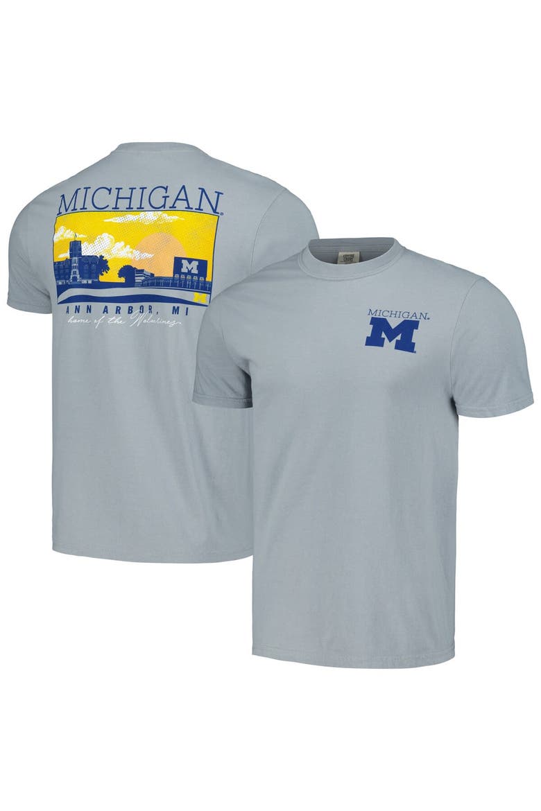Men's Gray Michigan Wolverines Campus Scene Comfort Colors T-Shirt, Main, color, Gray