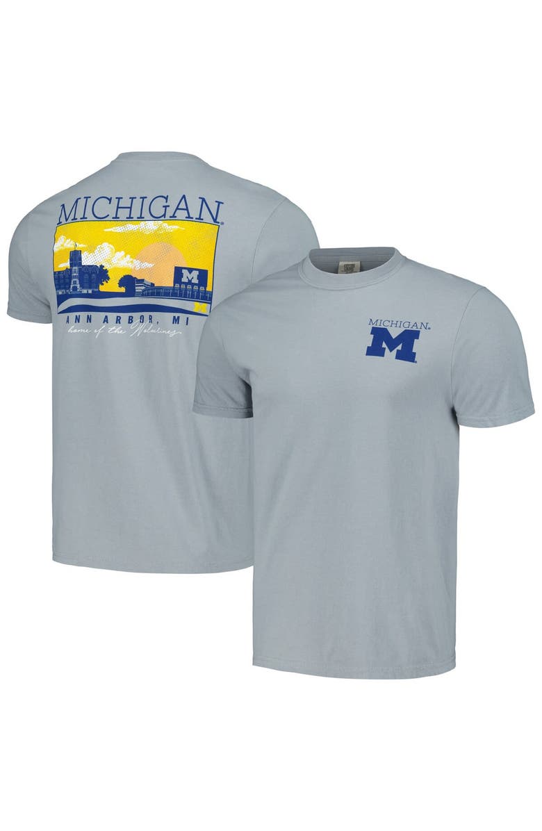 IMAGE ONE Men's Gray Michigan Wolverines Campus Scene Comfort Colors T-Shirt, Main, color, 