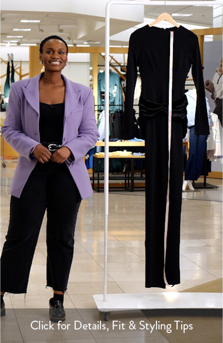 Athena Long Sleeve Stretch Crepe Gown, sales video thumbnail