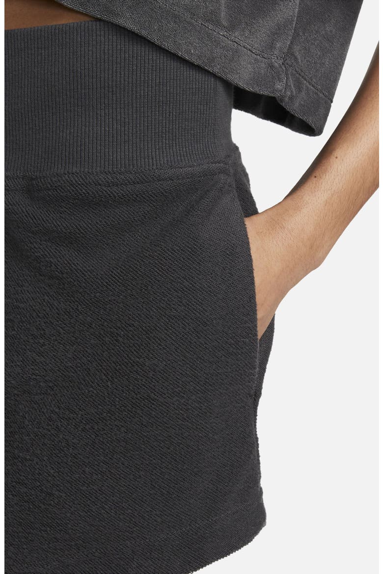 High Waist Reverse French Terry Shorts, Alternate, color, ANTHRACITE /ANTHRACITE /BLACK