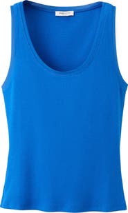 MANGO Stretch Cotton Scoop Neck Tank