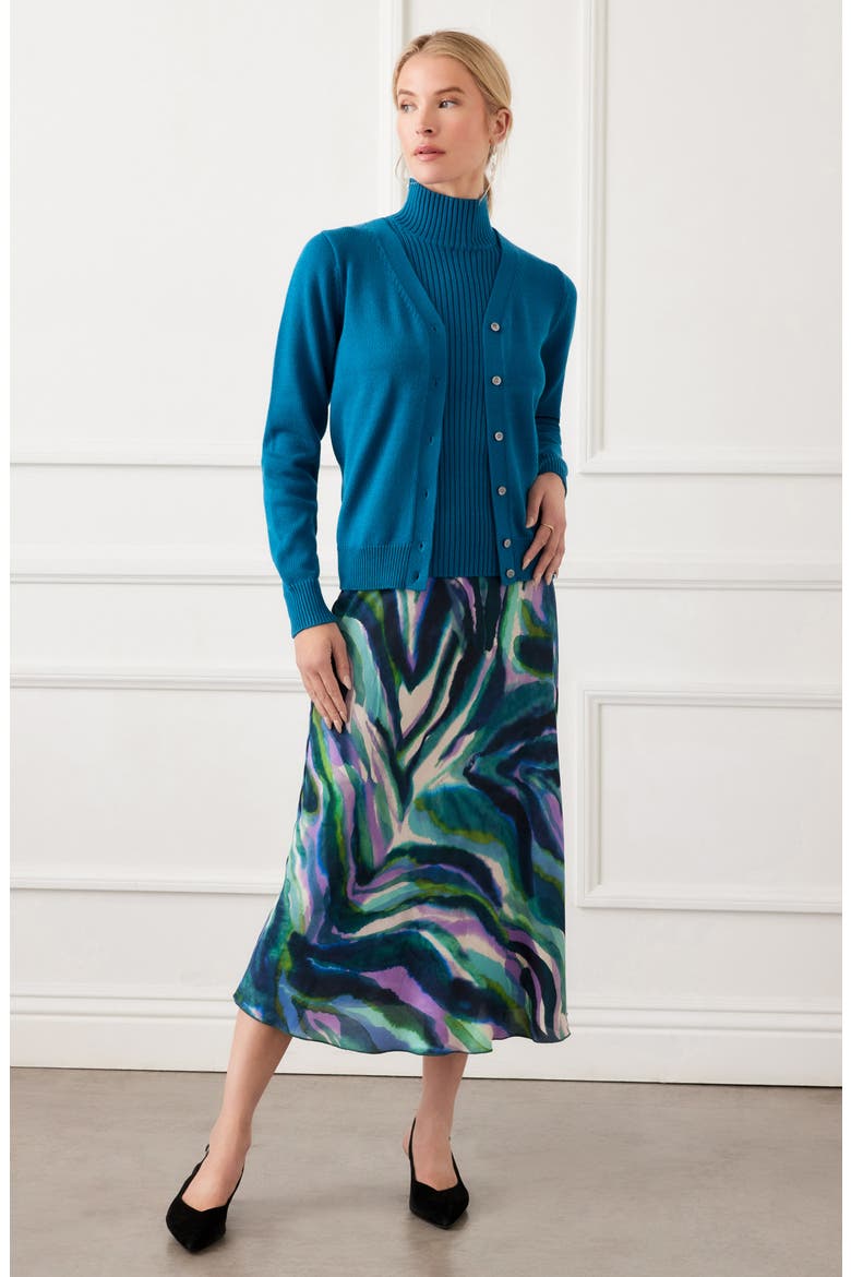 V-Neck Cardigan, Alternate, color, TEAL