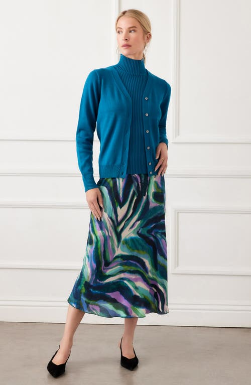 Karen Kane V-neck Cardigan In Blue