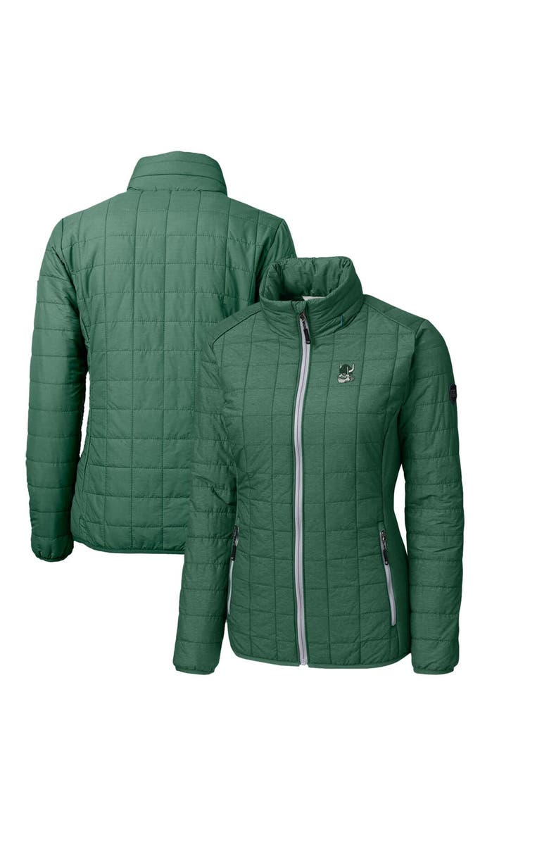 Cutter & Buck Women's Cutter & Buck Heather Green Portland State Vikings Vault Rainier PrimaLoft Eco Insulated Full-Zip Puffer Jacket, Main, color, 