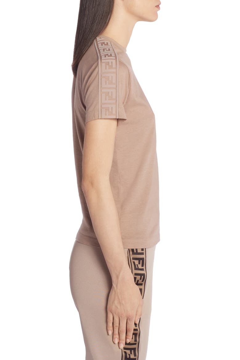 FF Logo Wool, Silk & Cashmere Tee, Alternate, color, BEIGE