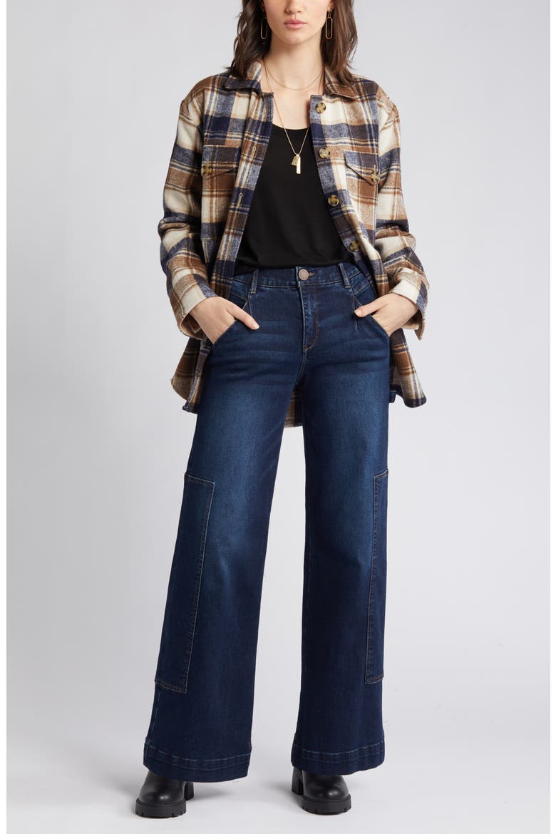 'Ab'Solution High Waist Wide Leg Carpenter Jeans, Main, color, INDIGO