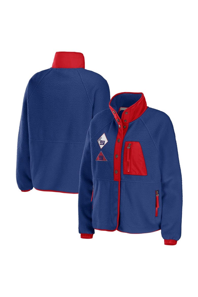 Women's WEAR by Erin Andrews Royal New York Giants Polar Fleece Raglan Full-Snap Jacket, Main, color, Royal