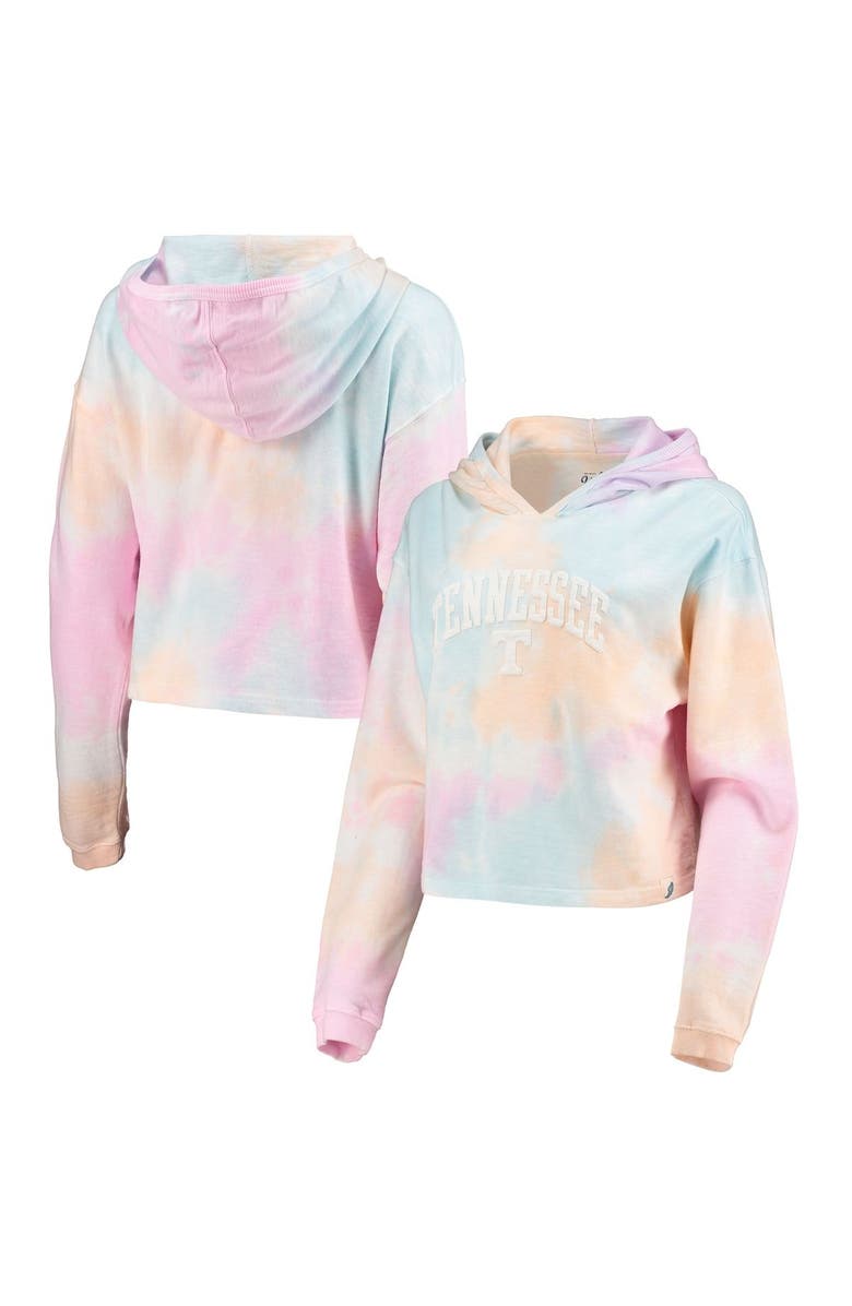 LEAGUE COLLEGIATE WEAR Women's League Collegiate Wear Pink/White Tennessee Volunteers Tie-Dye Cropped Pullover Hoodie, Main, color, 