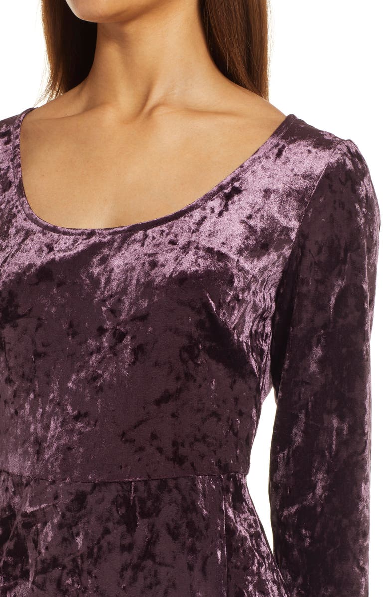 Connected Apparel Long Sleeve Velvet Midi Dress, Alternate, color, 