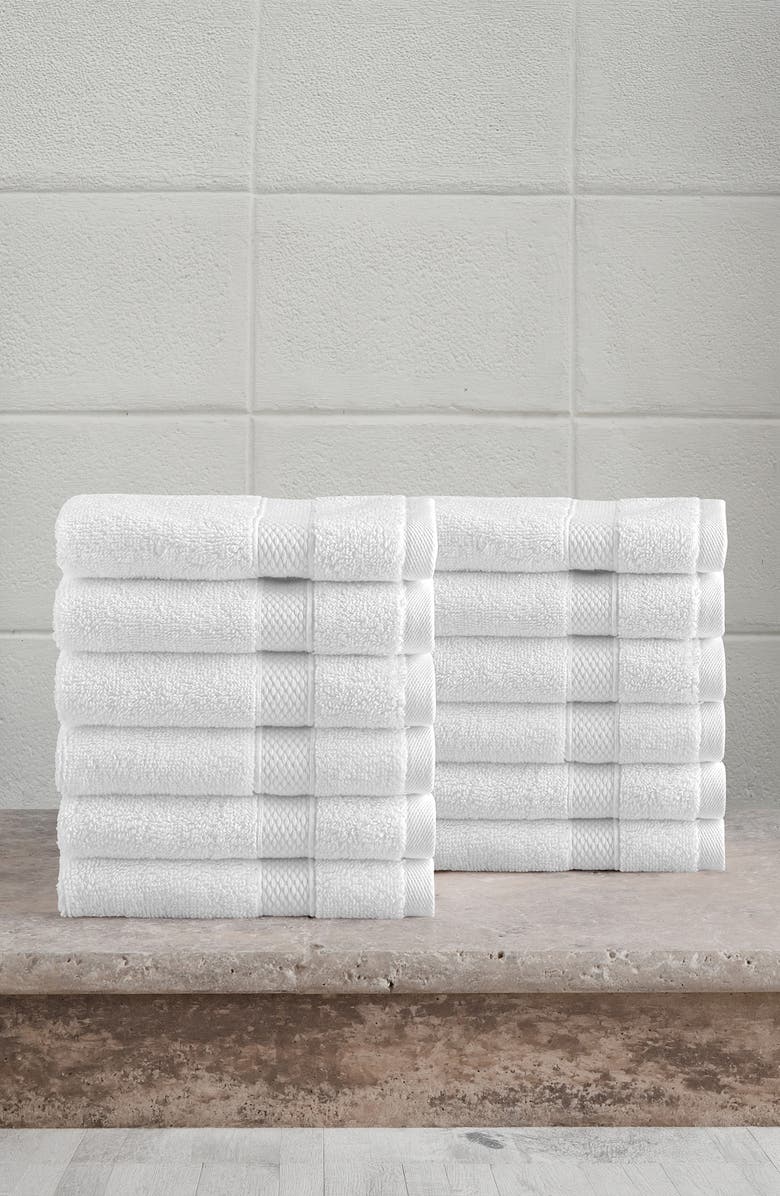 Linum Home Textiles 12-Pack Anovia Cotton Washcloths, Alternate, color, White