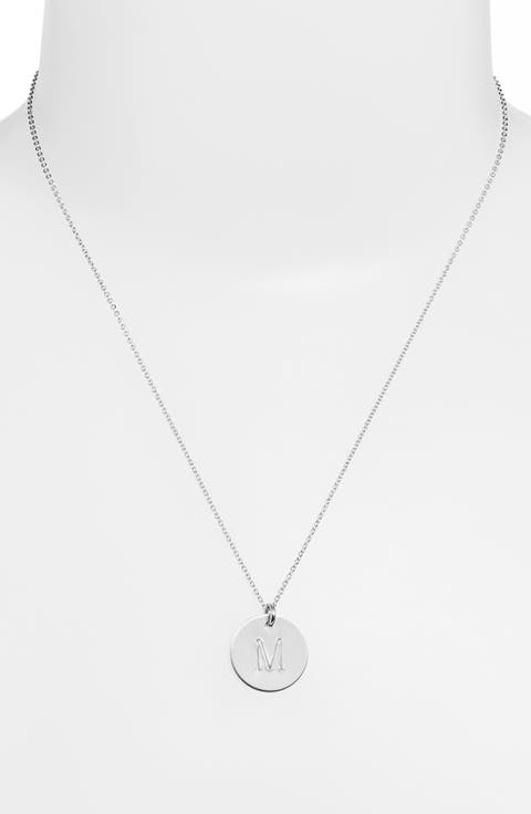 Sterling Silver Initial Disc Necklace