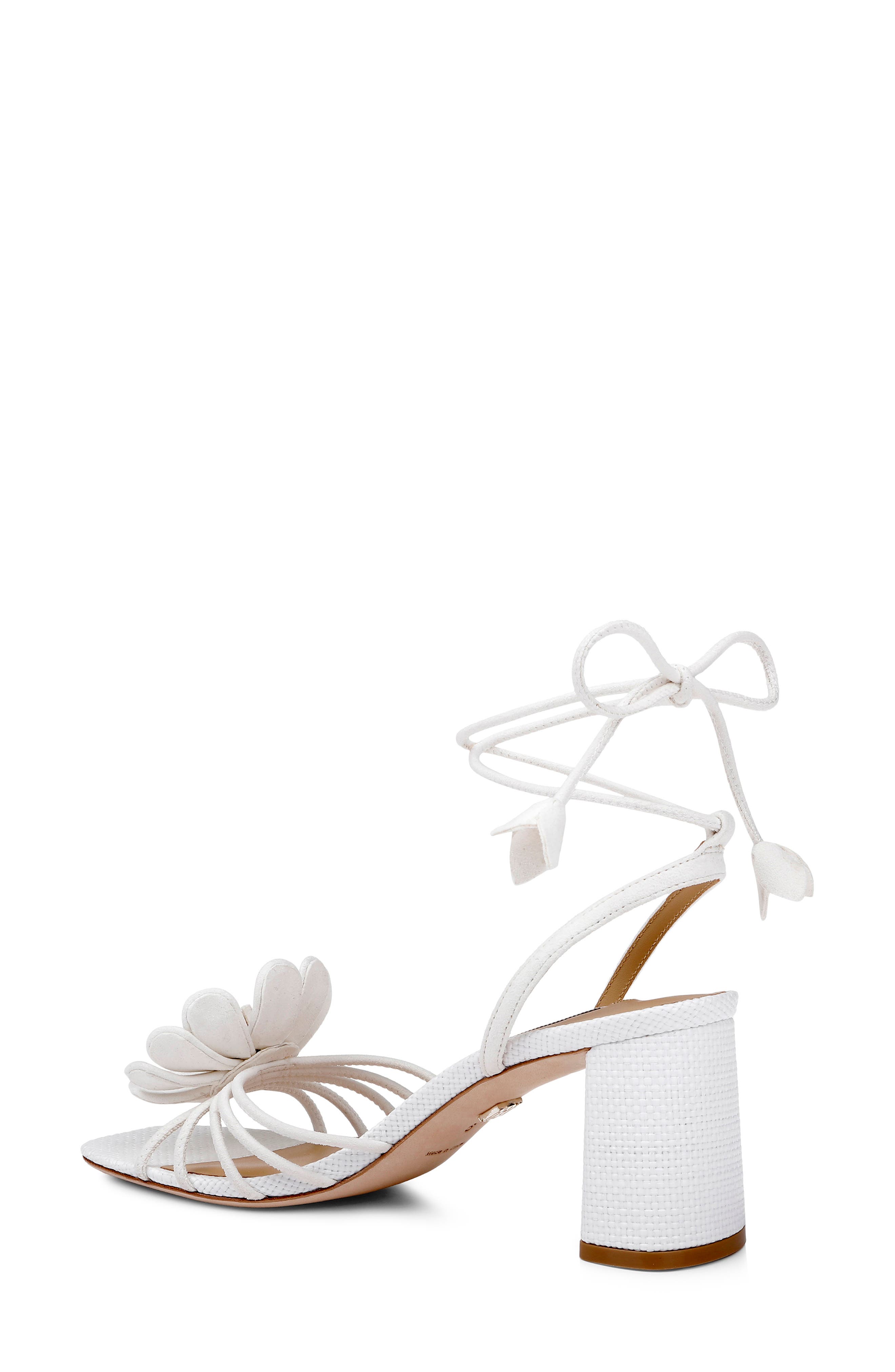 Badgley Mischka Collection Wallflower Ankle Wrap Sandal, Alternate, color, White Suede