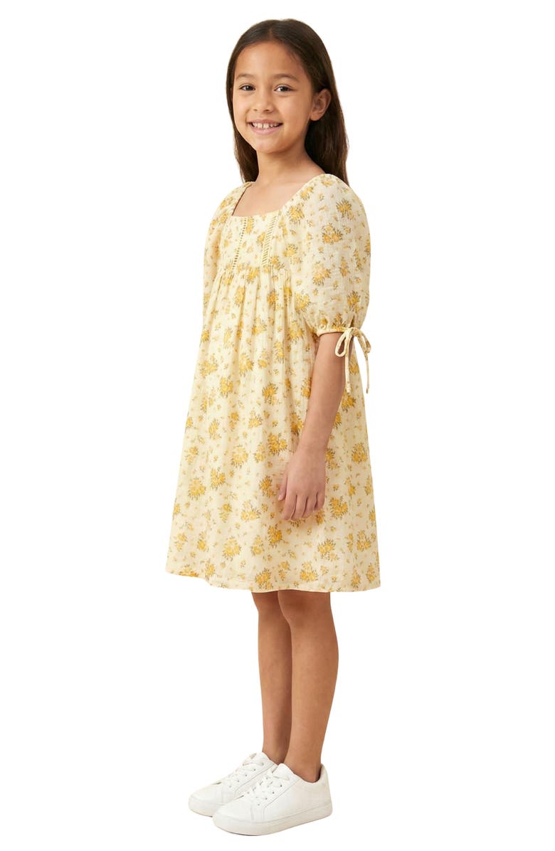 Hayden Girls Kids' Floral Textured Ladder Trim Dress, Alternate, color, Yellow